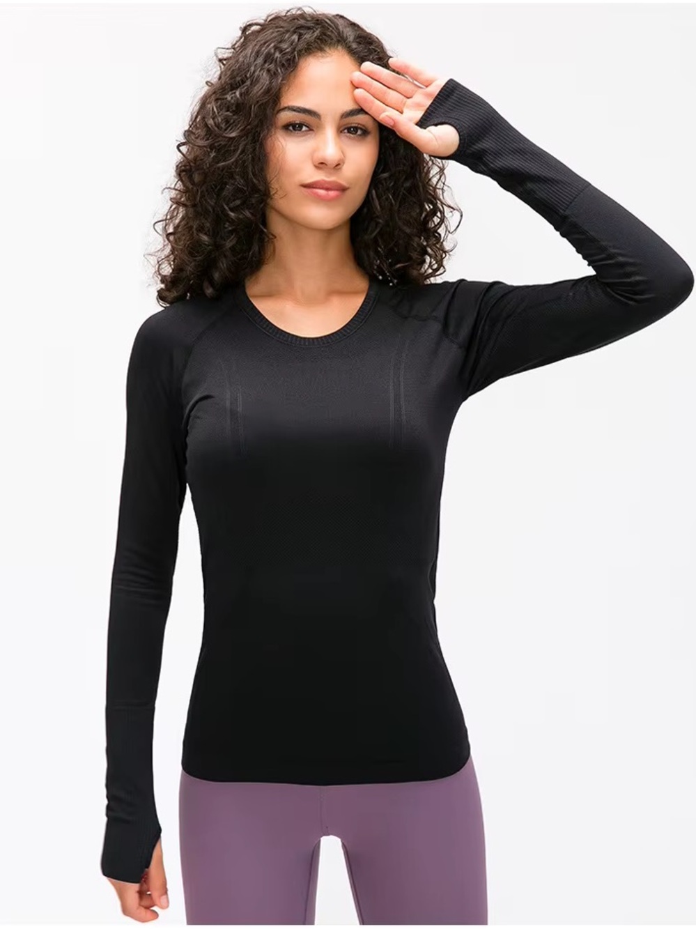 Women's Black Long-Sleeve Athletic Tee